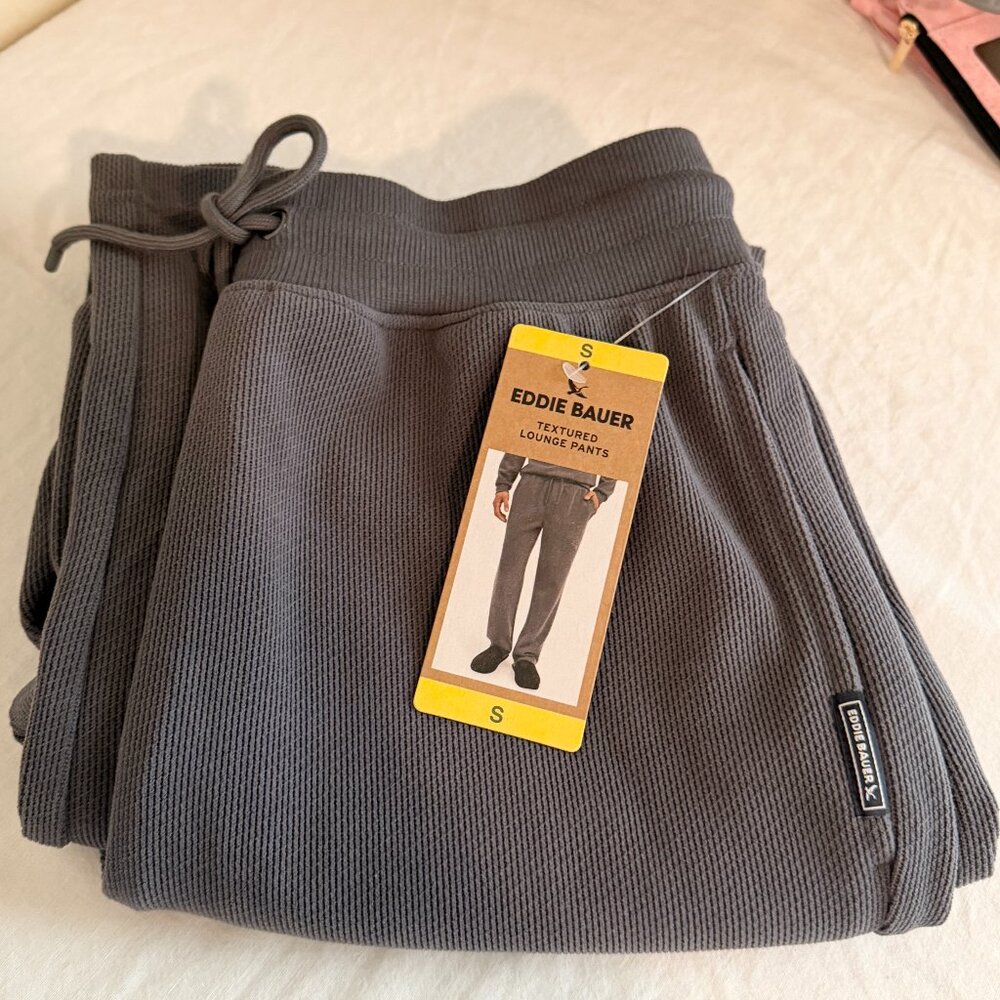 Eddie Bauer Men’s Soft Textured Lounge Pant Size S Gray Sweatpants Joggers (NEW)